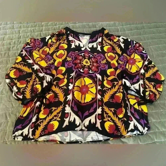 Haute Hippie Blouse 1X | Boho Luxe  Top | Statement Puff Sleeve Festival Style - Picture 1 of 8